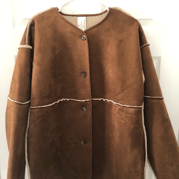 NWT Banana Republic Reversible Sherpa Jacket Cozy Barn Style Size Medium - Picture 2 of 11